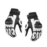 Maxbell Premium PU Leather Motorcycle Gloves Touchscreen for Driving black and white and xl