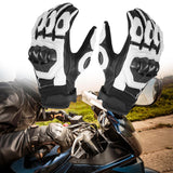 Maxbell Premium PU Leather Motorcycle Gloves Touchscreen for Driving black and white and xl