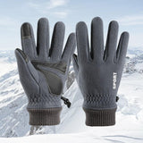 Maxbell Winter Warm Gloves Non Slip Thermal Gloves for Outdoor Riding Hiking L Grey