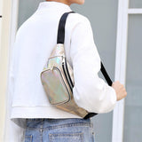 Maxbell Waist Bag Shiny Water Resistant Easy Carry for Running Outdoors Workout White