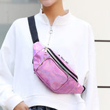 Maxbell Waist Bag Shiny Water Resistant Easy Carry for Running Outdoors Workout White