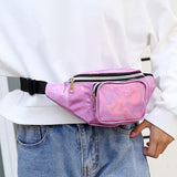 Maxbell Waist Bag Shiny Water Resistant Easy Carry for Running Outdoors Workout White