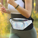 Maxbell Waist Bag Shiny Water Resistant Easy Carry for Running Outdoors Workout White
