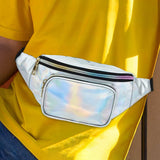 Maxbell Waist Bag Shiny Water Resistant Easy Carry for Running Outdoors Workout White