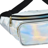 Maxbell Waist Bag Shiny Water Resistant Easy Carry for Running Outdoors Workout White