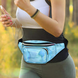 Maxbell Waist Bag Shiny Water Resistant Easy Carry for Running Outdoors Workout Blue