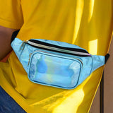 Maxbell Waist Bag Shiny Water Resistant Easy Carry for Running Outdoors Workout Blue