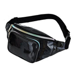 Maxbell Waist Bag Shiny Water Resistant Easy Carry for Running Outdoors Workout Black