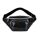 Maxbell Waist Bag Shiny Water Resistant Easy Carry for Running Outdoors Workout Black