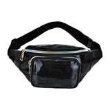 Maxbell Waist Bag Shiny Water Resistant Easy Carry for Running Outdoors Workout Black
