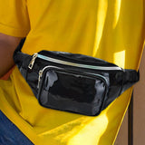 Maxbell Waist Bag Shiny Water Resistant Easy Carry for Running Outdoors Workout Black