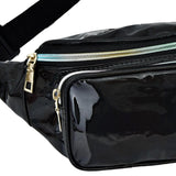Maxbell Waist Bag Shiny Water Resistant Easy Carry for Running Outdoors Workout Black