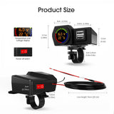 Maxbell Motorcycle Mounted Charger 2 USB Digital Display Dustproof for GPS