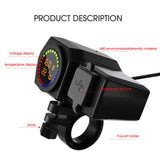 Maxbell Motorcycle Mounted Charger 2 USB Digital Display Dustproof for GPS
