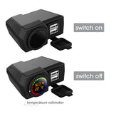 Maxbell Motorcycle Mounted Charger 2 USB Digital Display Dustproof for GPS