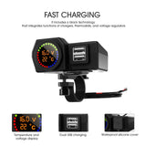 Maxbell Motorcycle Mounted Charger 2 USB Digital Display Dustproof for GPS