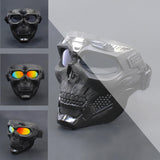 Maxbell Skull goggles Mask Adjustable for Skiing Snowing Motorcycling Movie Prop black and clear Lens