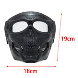 Maxbell Skull goggles Mask Adjustable for Skiing Snowing Motorcycling Movie Prop black and clear Lens