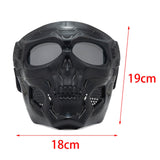 Maxbell Skull goggles Mask Adjustable for Skiing Snowing Motorcycling Movie Prop black and grey Lens