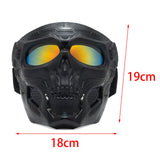 Maxbell Skull goggles Mask Adjustable for Skiing Snowing Motorcycling Movie Prop Black Red Lens