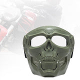 Maxbell Skull goggles Mask Adjustable for Skiing Snowing Motorcycling Movie Prop Green Clear Lens