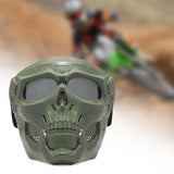 Maxbell Skull goggles Mask Adjustable for Skiing Snowing Motorcycling Movie Prop Green Grey Lens