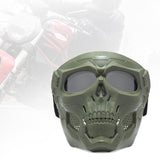 Maxbell Skull goggles Mask Adjustable for Skiing Snowing Motorcycling Movie Prop Green Grey Lens