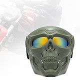 Maxbell Skull goggles Mask Adjustable for Skiing Snowing Motorcycling Movie Prop Green Red Lens