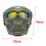 Maxbell Skull goggles Mask Adjustable for Skiing Snowing Motorcycling Movie Prop Green Red Lens