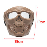 Maxbell Skull goggles Mask Adjustable for Skiing Snowing Motorcycling Movie Prop Khaki Clear Lens