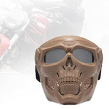 Maxbell Skull goggles Mask Adjustable for Skiing Snowing Motorcycling Movie Prop Khaki Grey Lens