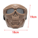 Maxbell Skull goggles Mask Adjustable for Skiing Snowing Motorcycling Movie Prop Khaki Grey Lens