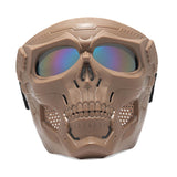 Maxbell Skull goggles Mask Adjustable for Skiing Snowing Motorcycling Movie Prop Khaki Colorful Lens