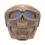 Maxbell Skull goggles Mask Adjustable for Skiing Snowing Motorcycling Movie Prop Khaki Colorful Lens