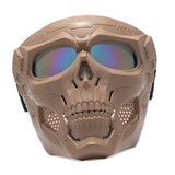 Maxbell Skull goggles Mask Adjustable for Skiing Snowing Motorcycling Movie Prop Khaki Colorful Lens