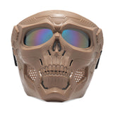 Maxbell Skull goggles Mask Adjustable for Skiing Snowing Motorcycling Movie Prop Khaki Colorful Lens