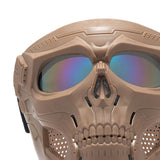 Maxbell Skull goggles Mask Adjustable for Skiing Snowing Motorcycling Movie Prop Khaki Colorful Lens