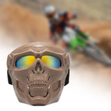 Maxbell Skull goggles Mask Adjustable for Skiing Snowing Motorcycling Movie Prop Khaki Red Lens