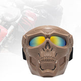 Maxbell Skull goggles Mask Adjustable for Skiing Snowing Motorcycling Movie Prop Khaki Red Lens