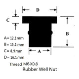 Maxbell Durable Rubber Well Nuts Cowls Fastener Metric Universal Replace 20x M6