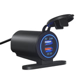 Maxbell Dual USB Car Power Charger Adapter Quick Charge 3.0 for Vehicles Boats Blue Light