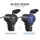 Maxbell Dual USB Car Power Charger Adapter Quick Charge 3.0 for Vehicles Boats Blue Light