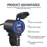 Maxbell Dual USB Car Power Charger Adapter Quick Charge 3.0 for Vehicles Boats Blue Light
