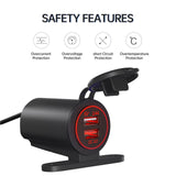 Maxbell Dual USB Car Power Charger Adapter Quick Charge 3.0 for Vehicles Boats Red Light