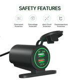 Maxbell Dual USB Car Power Charger Adapter Quick Charge 3.0 for Vehicles Boats Green Light