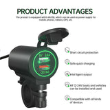 Maxbell Dual USB Car Power Charger Adapter Quick Charge 3.0 for Vehicles Boats Green Light