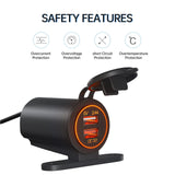 Maxbell Dual USB Car Power Charger Adapter Quick Charge 3.0 for Vehicles Boats Orange Light