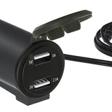 Maxbell Motorcycle Dual USB Charger with Voltmeter Waterproof for 12V Car Red