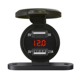 Maxbell Motorcycle Dual USB Charger with Voltmeter Waterproof for 12V Car Red