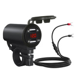 Maxbell Motorcycle Dual USB Charger with Voltmeter Waterproof for 12V Car Red